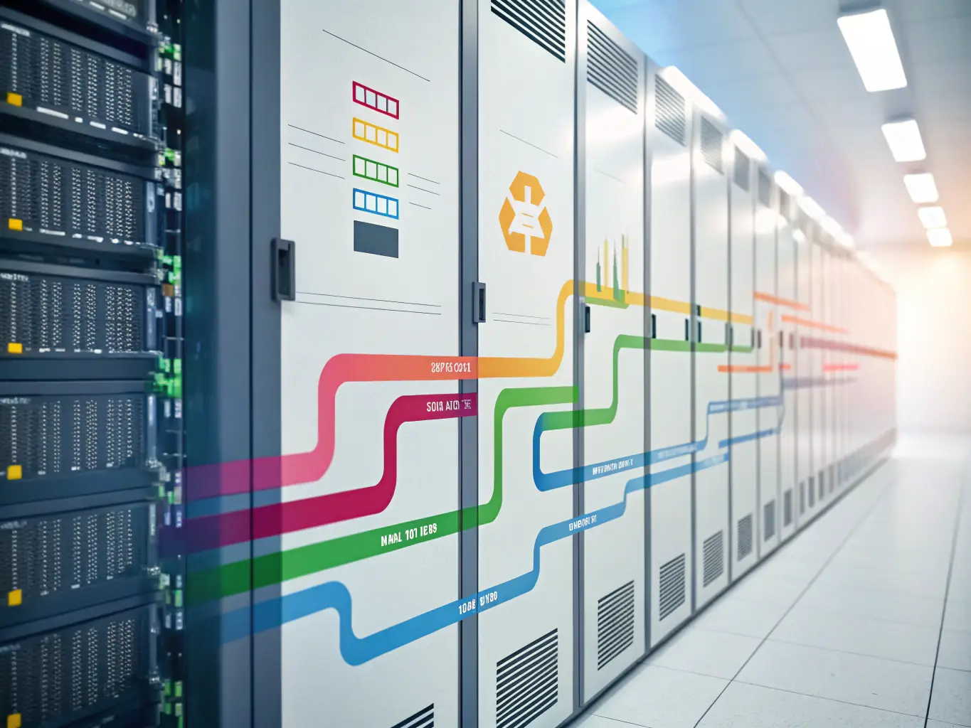 A clean, modern illustration depicting API connections and data flow, symbolizing the platform's API-based automation capabilities.
