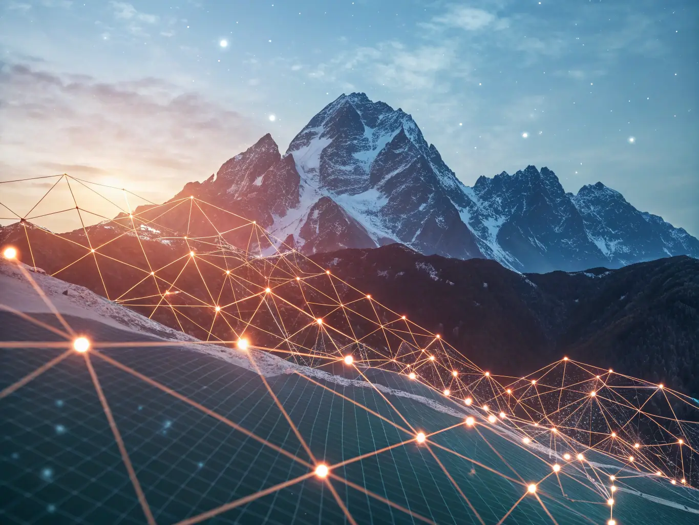 An abstract image representing scalability, showing data points expanding and connecting, indicating the platform's ability to handle growing workloads.